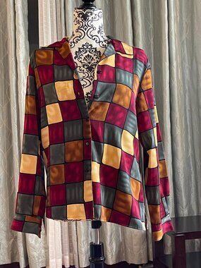 Notions Color block Button-Up Blouse Medium